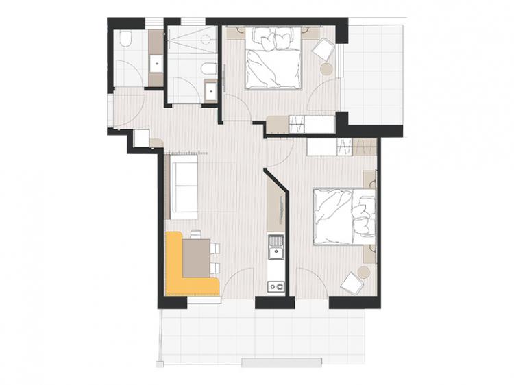 Sketch apartment Brunnenburg