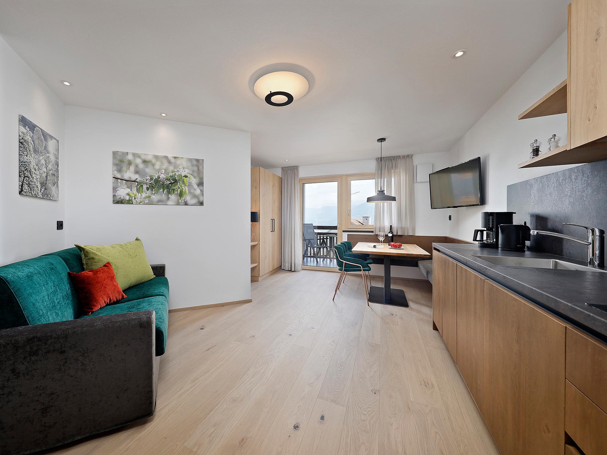 Living room with kitchenette